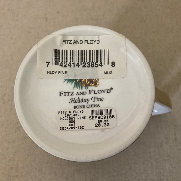 VTG Set of 4 Fitz & Floyd Bone China Holiday Pine Mugs - Picture 7 of 7